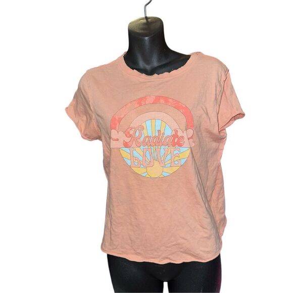 Beautiful Exquisite paradox Anthropologie Orange Radiate Love Graphic DISTRESS D - Picture 1 of 8